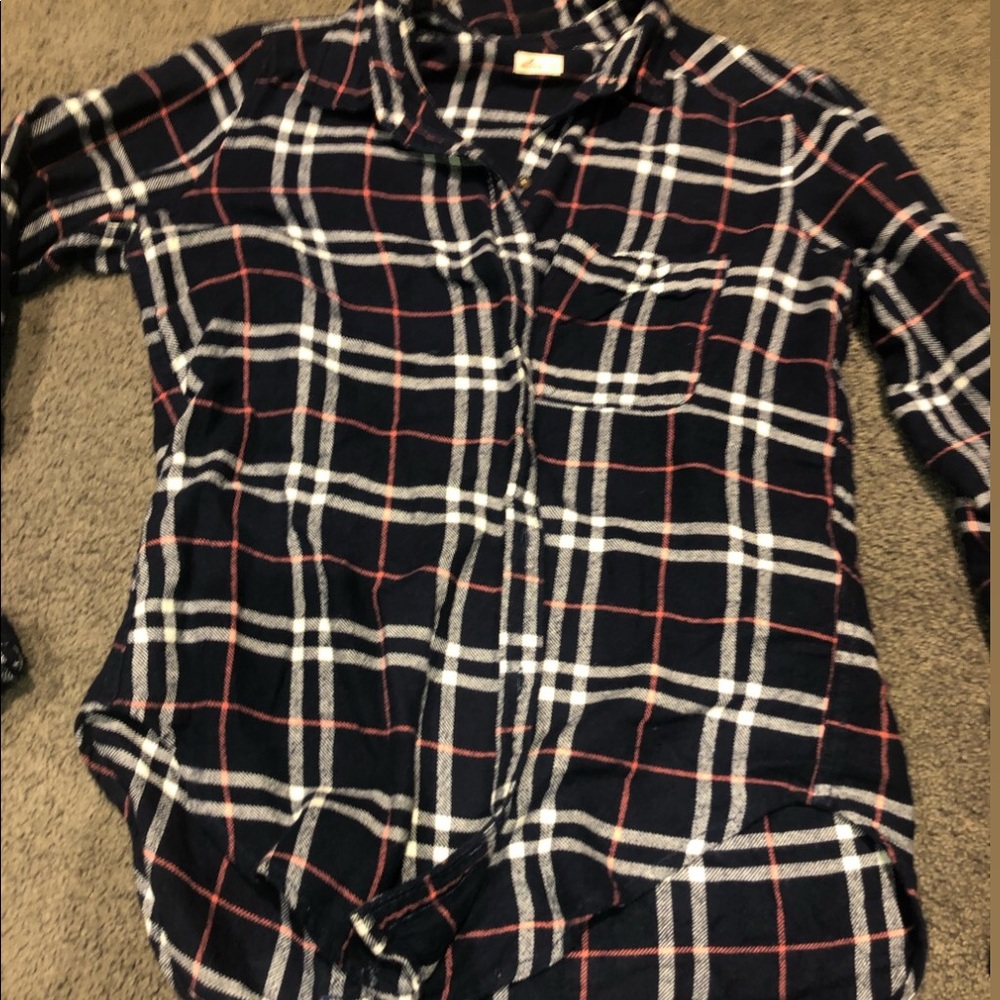 flannel navy white pink